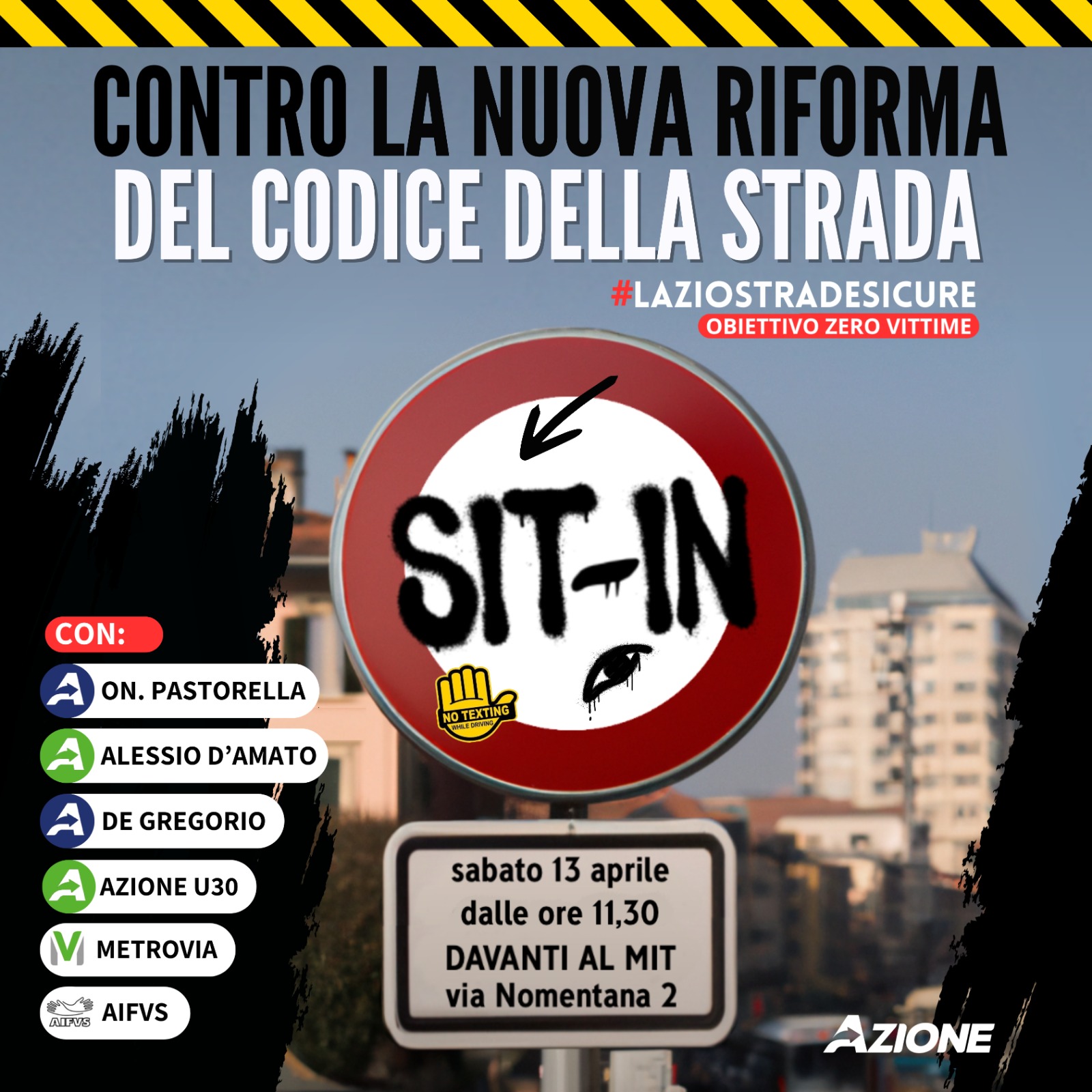 Sit-in sotto il MIT, contro la nuova Riforma del Codice della Strada